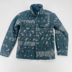 Original Use Quilted Paisley Jacket Gray Bandana Print Small